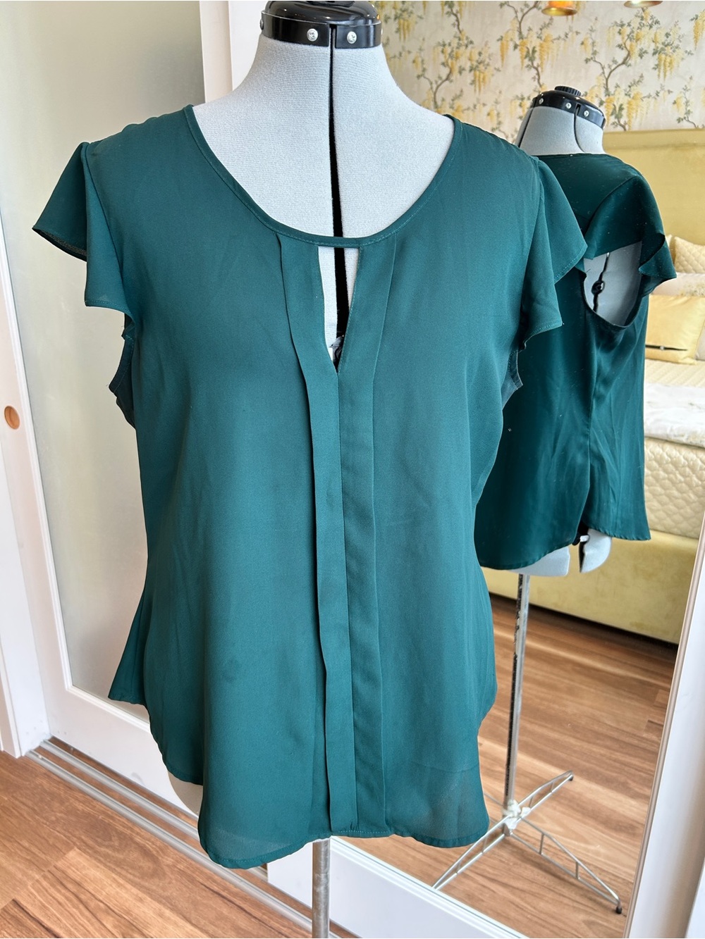 Ricki’s Teal Green Blouse - Classic Flutter Sleeve Top